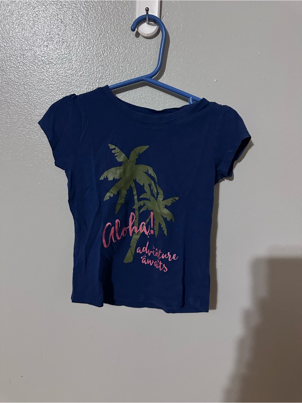 George Navy Short-Sleeve Tee with Pink 'Aloha' and Green Palm